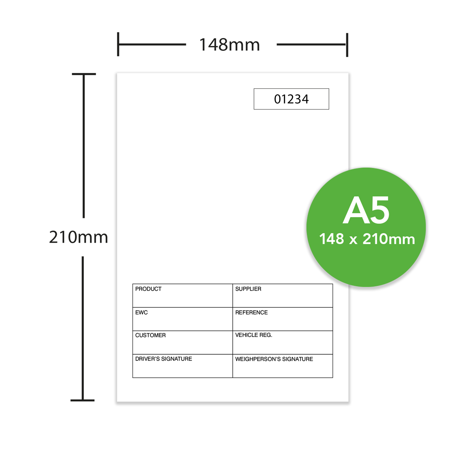 A5 Weighbridge Tickets