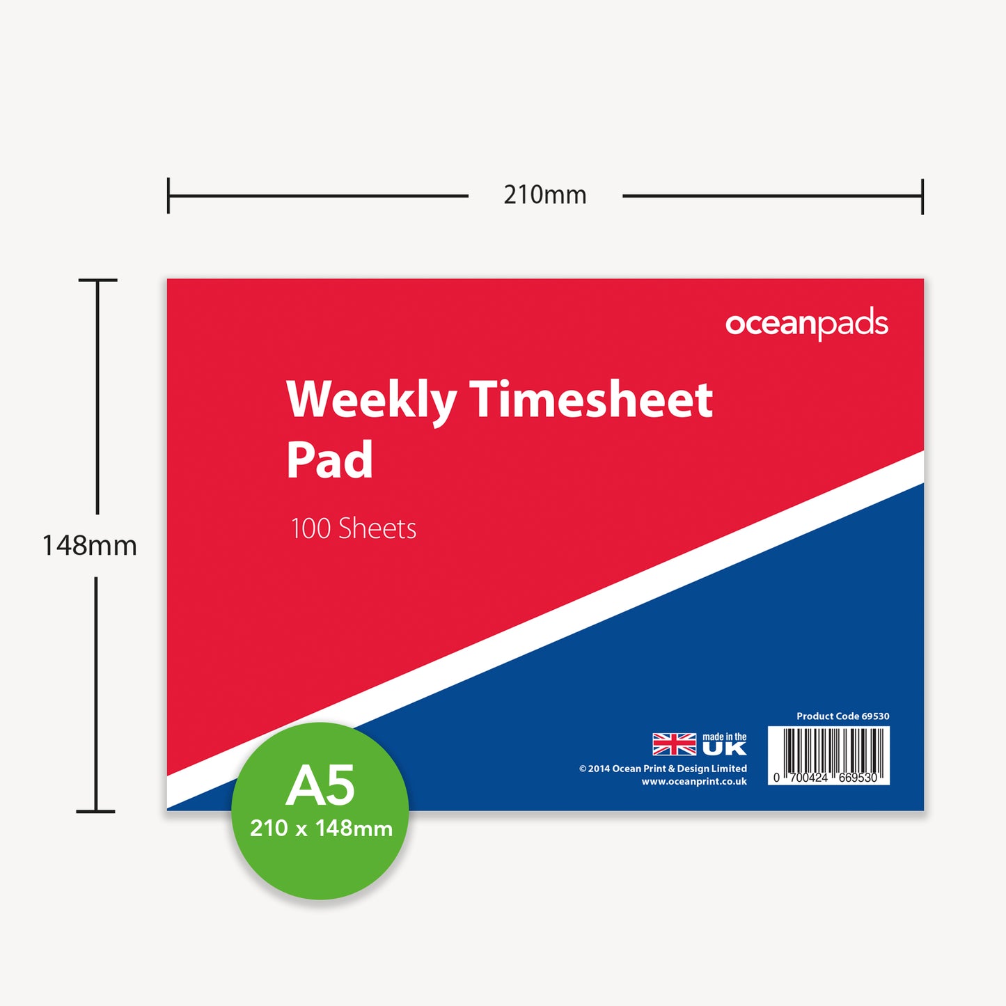 Weekly Employee Timesheet Pad, 1-Part 80gsm Paper (69530)
