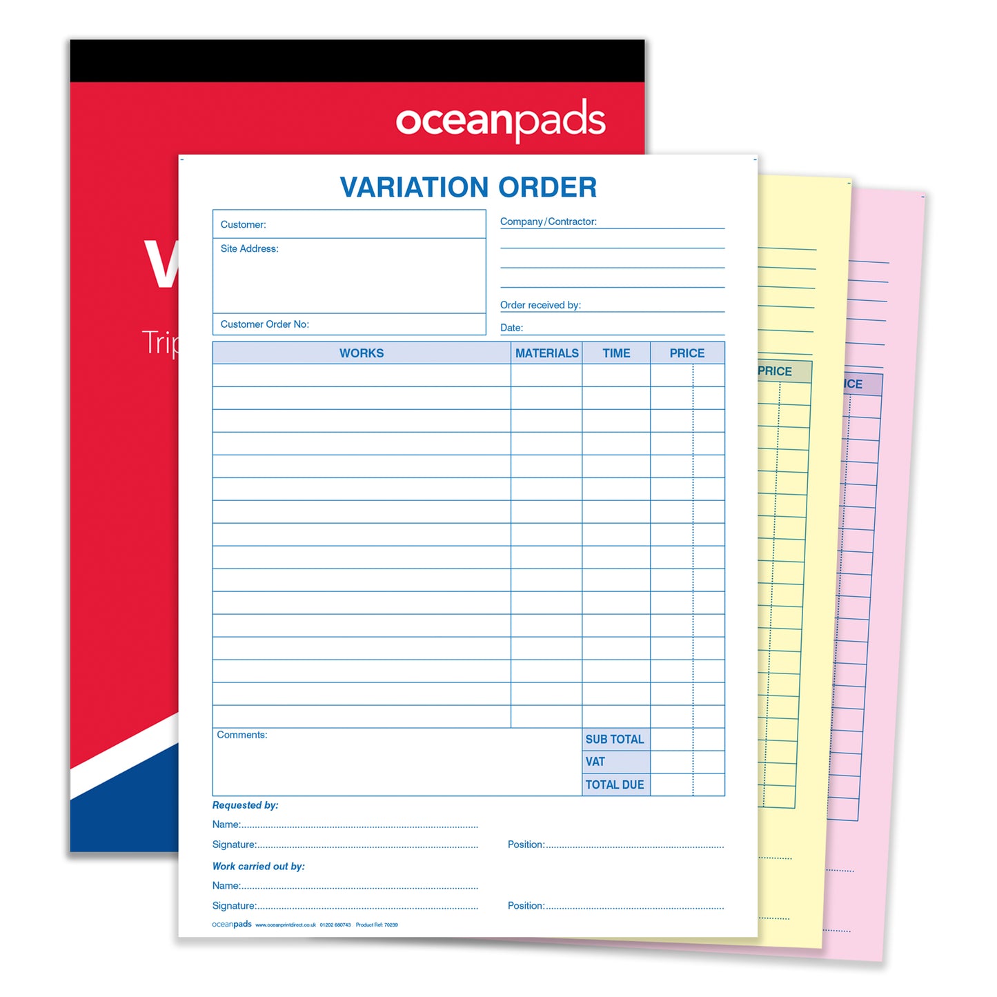 Site Variation of Order Book for Builders, Plumbers, Carpenters, Electricians, Decorators and Other Trades (70239)