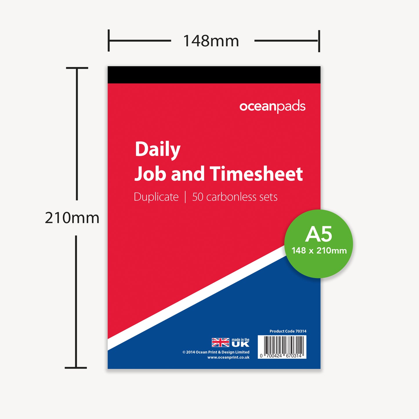 Daily Job and Timesheet Book A5 Duplicate Carbonless (70314)
