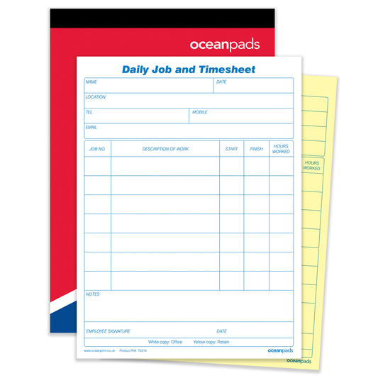 Daily Job and Timesheet Book A5 Duplicate Carbonless