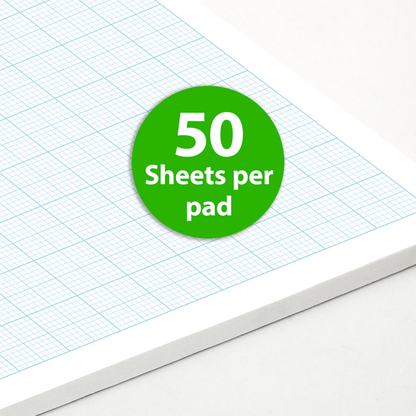 A4 Graph Pad 2-10-20mm Grid – 50 Sheets 90gsm Graph Paper – Technical Drawing, Plotting Graphs, Engineering & Drafting – Ocean Pads (70369)