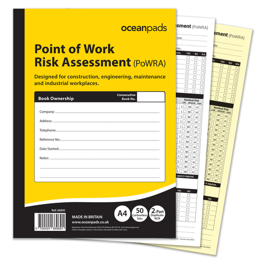 Point of Work Risk Assessment (PoWRA) Book A4 | 2-Part NCR | 50 Duplicate Sets