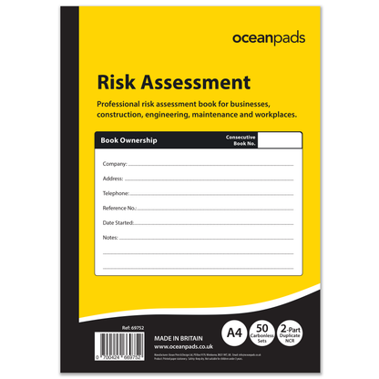 Risk Assessment Book A4 | 50 Duplicate NCR Sets | Carbonless