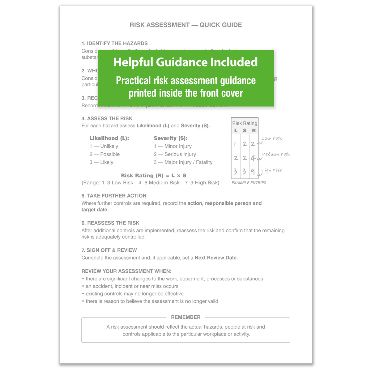 Risk Assessment Book A4 | 50 Duplicate NCR Sets | Carbonless