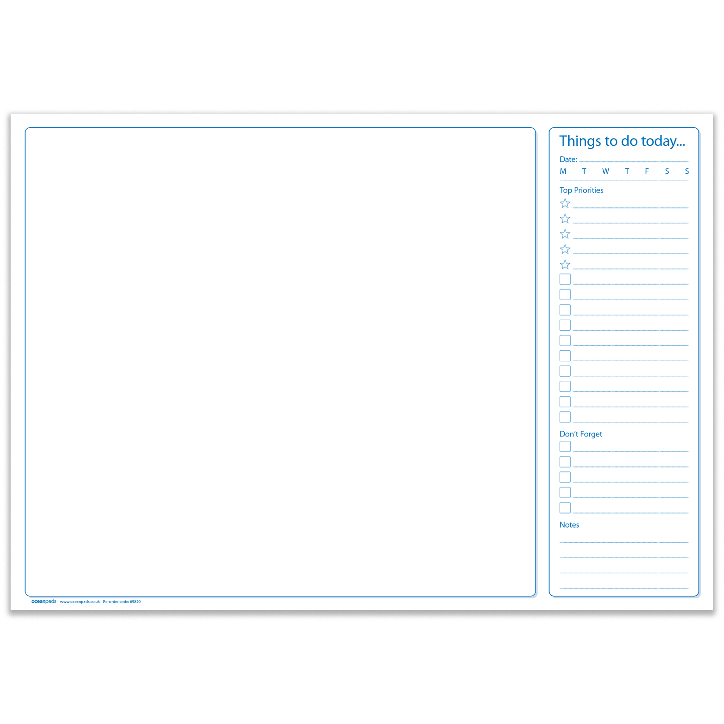A3 Desk Pad with Things To Do Today List - 50 Sheets - 90gsm Premium Paper, Glued with Tough Cardboard Back