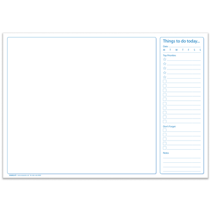 A3 Desk Pad with Things To Do Today List - 50 Sheets - 90gsm Premium Paper, Glued with Tough Cardboard Back