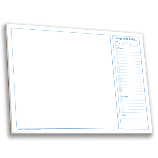 A3 Desk Pad with Things To Do Today List - 50 Sheets - 90gsm Premium Paper, Glued with Tough Cardboard Back
