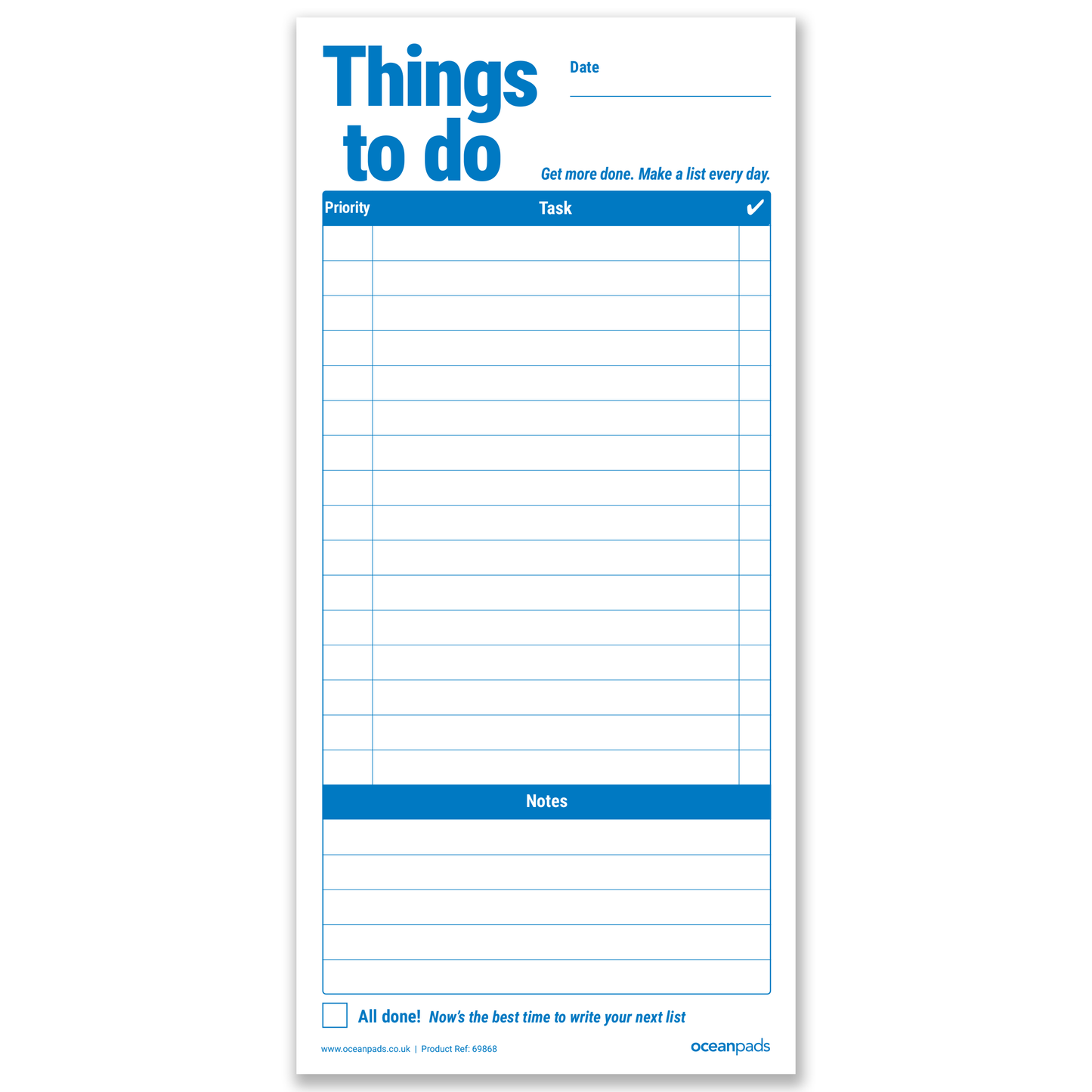 Things To Do Today Pad (Pack of 2), Portrait DL 99 x 210mm, (Ref. 69868)