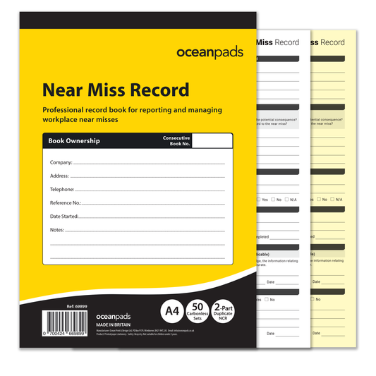 Near Miss Record Book A4 | Workplace Safety | 2-Part Duplicate NCR | 50 Carbonless Sets