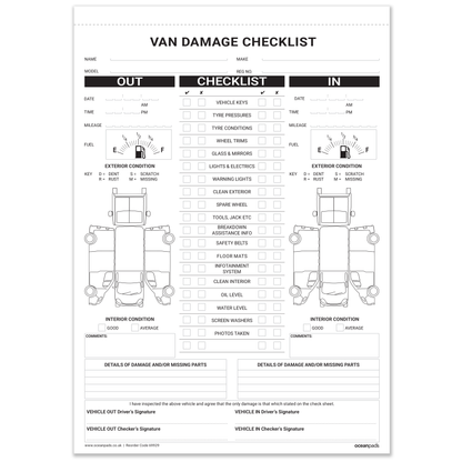 Van Damage Inspection Checklist Book A4 – Duplicate 2-Part NCR Vehicle Condition Report, 50 Sets for Garages, Dealerships, Vehicle Transport, Rental & Leasing Companies – Ocean Pads (69929)
