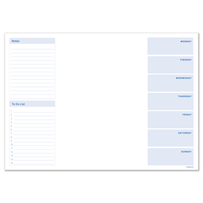 Days of the Week Desk Pad A3 – Weekly Planner with To Do List & Notes – 50 Sheets – 90gsm Premium Paper