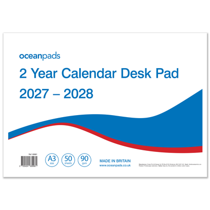 2 Year Calendar Desk Pad A3 – 2027–2028 Weekly Planner with To Do List & Notes – 50 Sheets – 90gsm Premium Paper