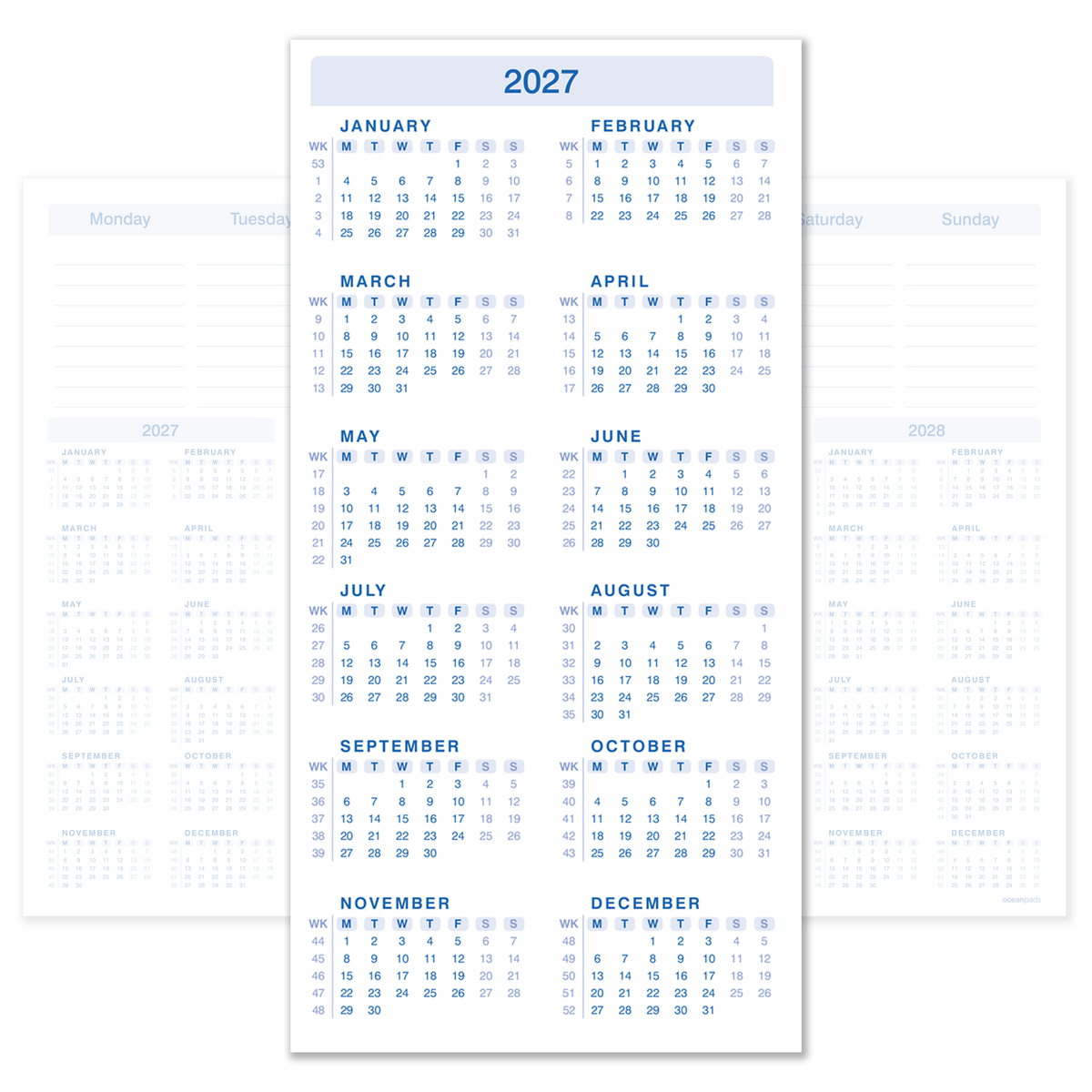 2 Year Calendar Desk Pad A3 – 2027–2028 Weekly Planner with To Do List & Notes – 50 Sheets – 90gsm Premium Paper