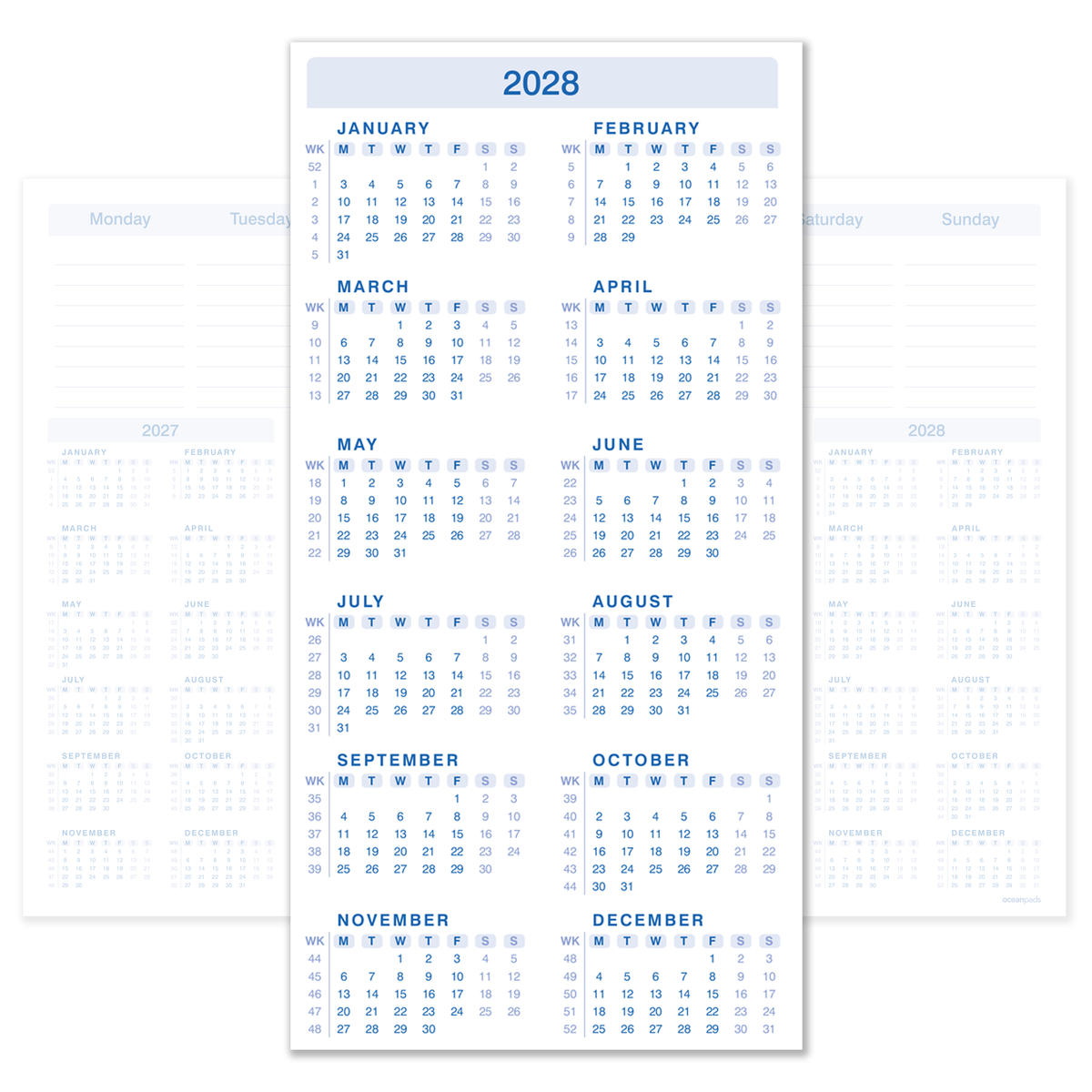 2 Year Calendar Desk Pad A3 – 2027–2028 Weekly Planner with To Do List & Notes – 50 Sheets – 90gsm Premium Paper