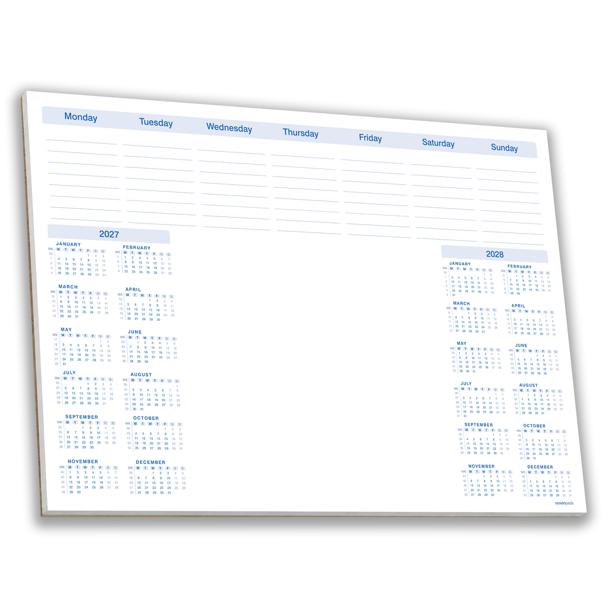 2 Year Calendar Desk Pad A3 – 2027–2028 Weekly Planner with To Do List & Notes – 50 Sheets – 90gsm Premium Paper