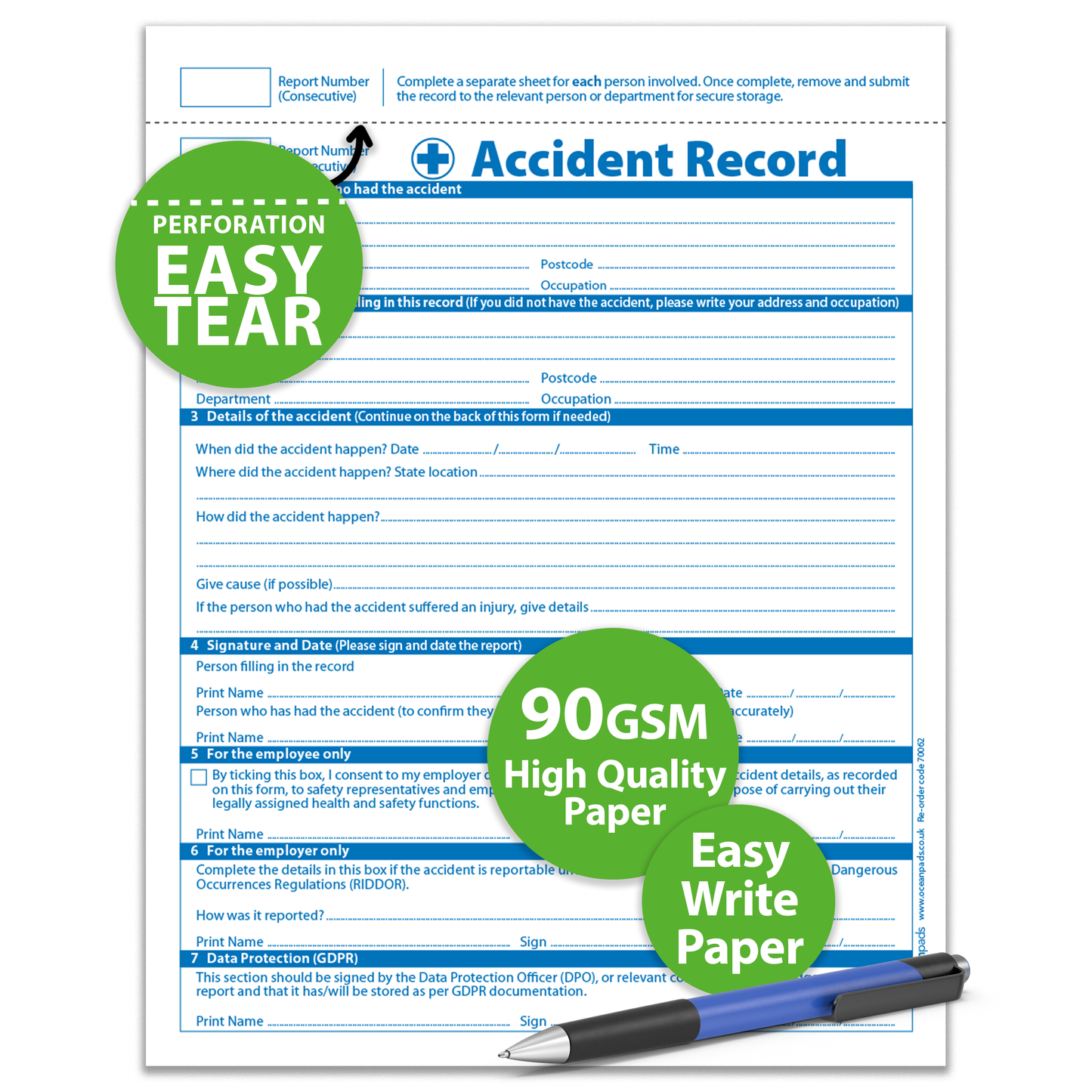 Accident Report Book GDPR Compliant for Small Businesses, Schools, Charities x 50 Pages (70062)