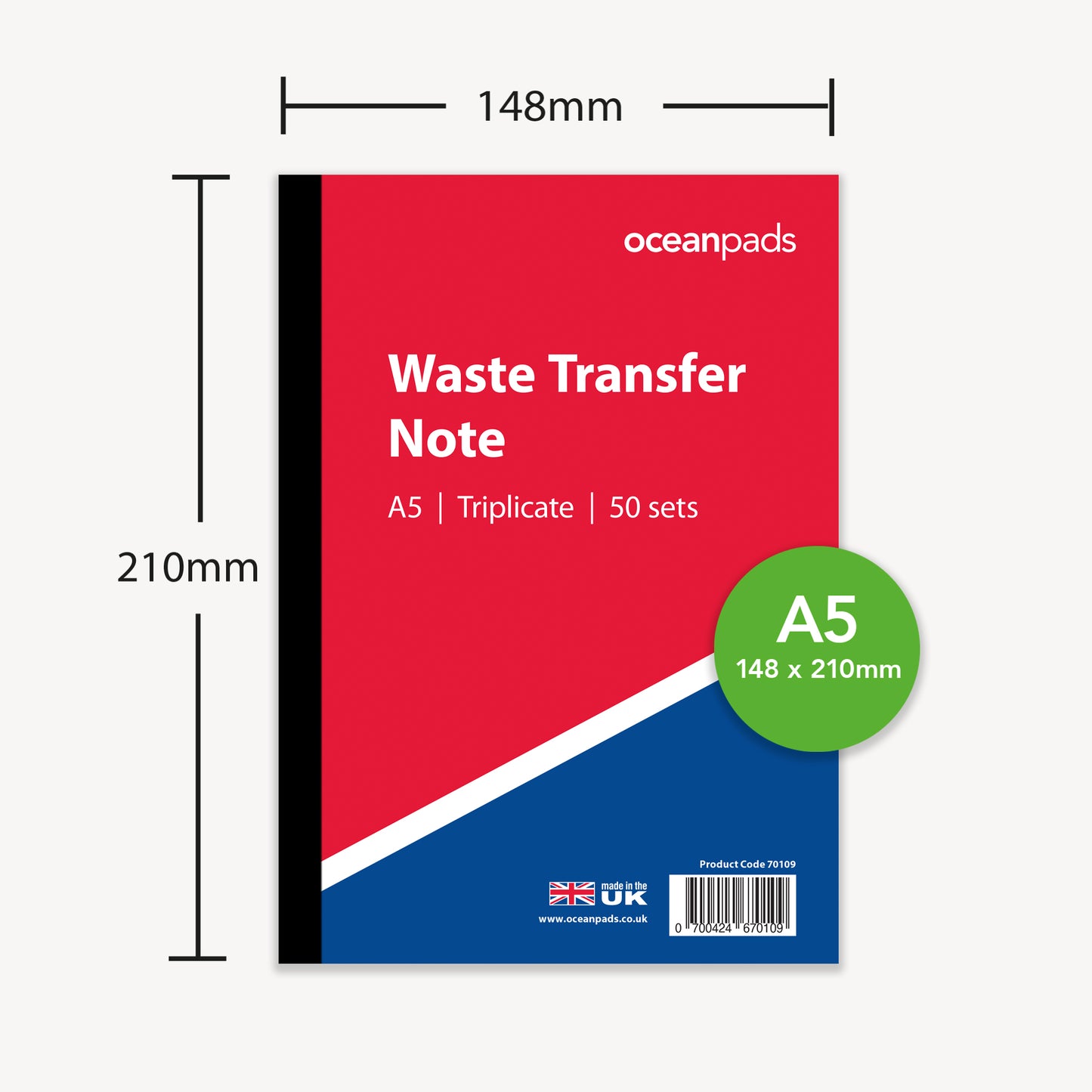 Ocean Pads Waste Transfer Note, A5, Triplicate (70109)