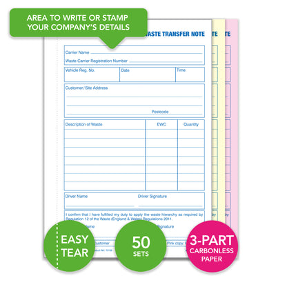 Ocean Pads Waste Transfer Note, A5, Triplicate (70109)