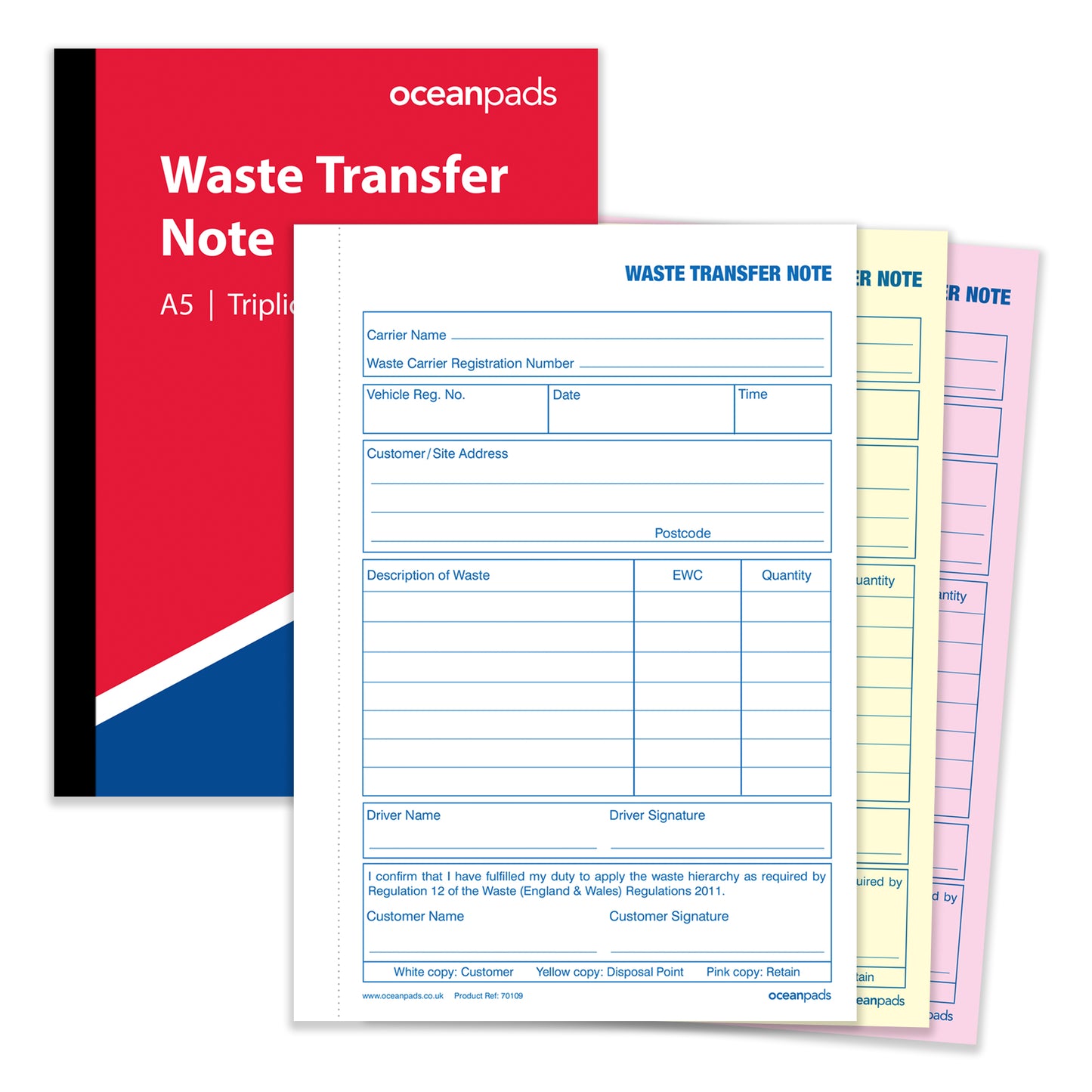 Ocean Pads Waste Transfer Note, A5, Triplicate (70109)