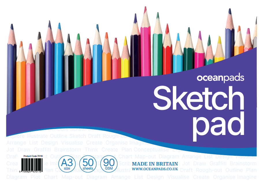 A3 Sketchpad – 50 Sheets of Smooth 90gsm Paper (420 x 297mm). Perfect for Sketches, Colouring, Notes, and Projects. Ideal for Kids, Students, Professionals, and hobbyists.