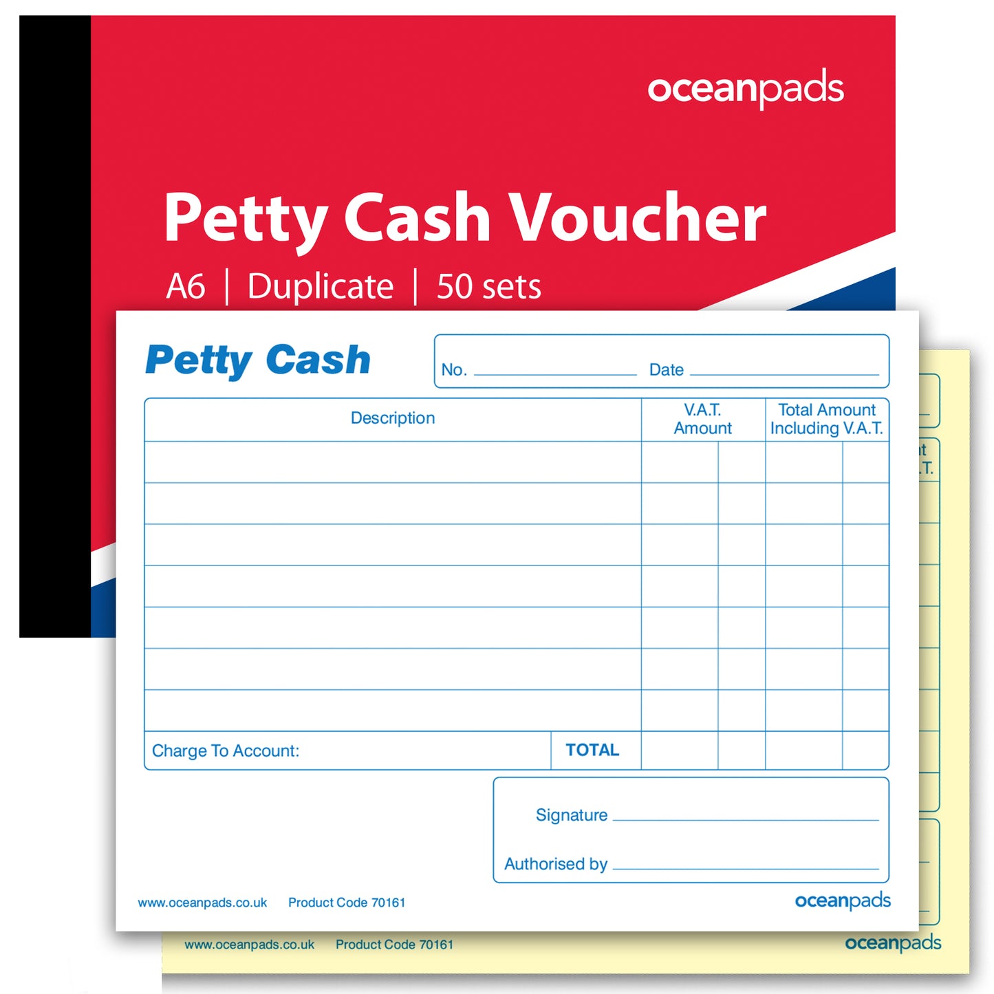 Petty Cash Book for Small Business, School, Charity, Self Employed, A6 50 NCR Duplicate Sets (70161)