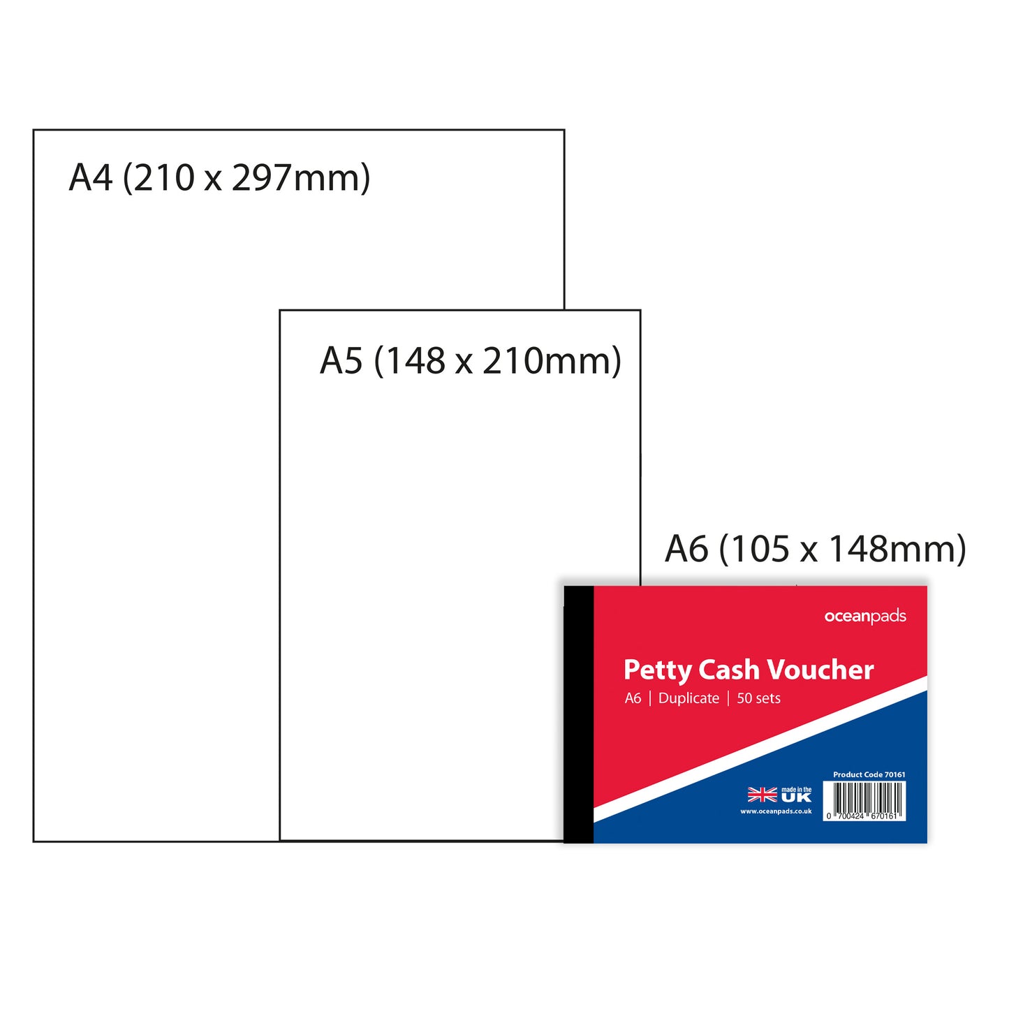 Petty Cash Book for Small Business, School, Charity, Self Employed, A6 50 NCR Duplicate Sets (70161)