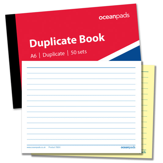 Ocean Pads A6 Duplicate Memo Book – Convenient for Quotes, Reminders, Sizing, Sketches, Taking Notes On-The-Go. 148mm x 105mm, 50 Duplicate NCR Sets, Small, Compact, Portable. (Ref. 70185)