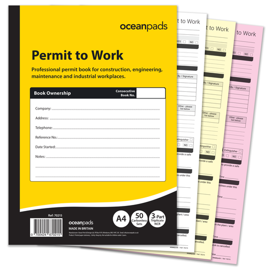 Permit to Work Book A4 | 50 Triplicate NCR Sets | Carbonless