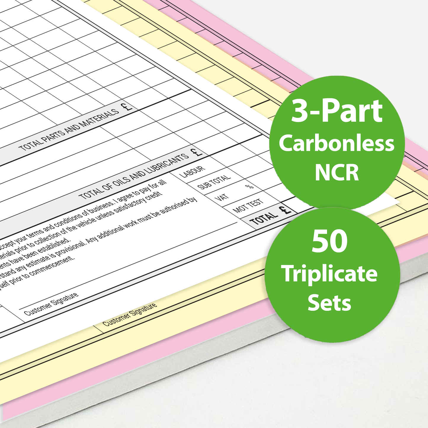 Garage Service & Repair Invoice Book A4 | 3-Part NCR Triplicate | 50 Sets | Workshop Job Card for Garages & Mechanics – Ocean Pads (70321)