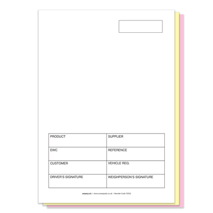A5 Weighbridge Tickets – 3-Part NCR Carbonless Sets (Box of 1,000 Tickets)