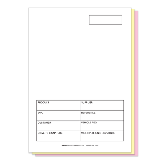 A5 Weighbridge Tickets – 3-Part NCR Carbonless Sets (Box of 1,000 Tickets)