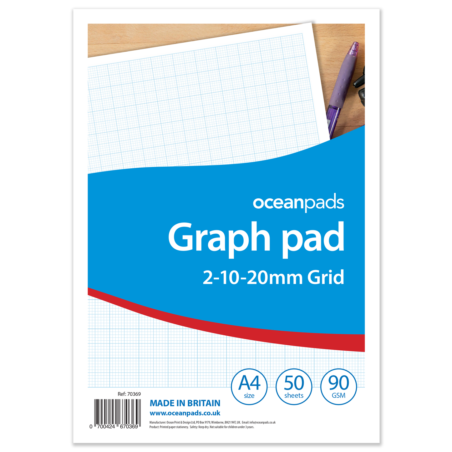 A4 Graph Pad 2-10-20mm Grid – 50 Sheets 90gsm Graph Paper – Technical Drawing, Plotting Graphs, Engineering & Drafting – Ocean Pads (70369)