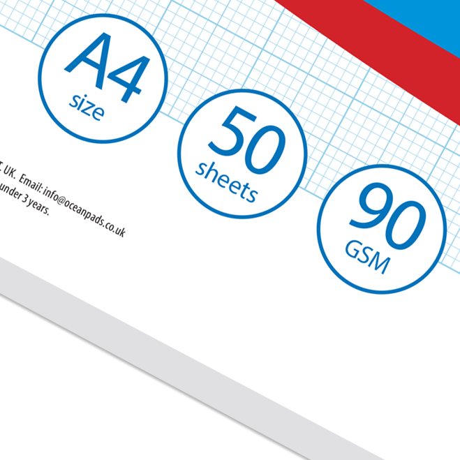 A4 Graph Pad 2-10-20mm Grid – 50 Sheets 90gsm Graph Paper – Technical Drawing, Plotting Graphs, Engineering & Drafting – Ocean Pads (70369)
