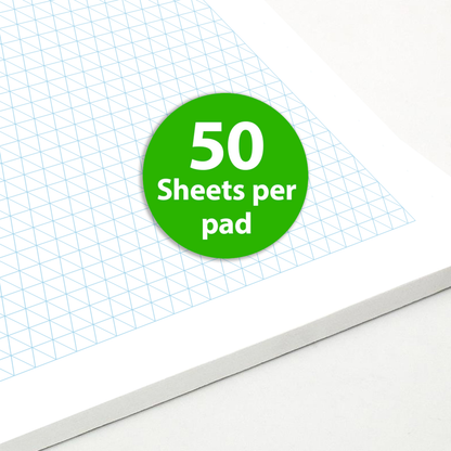 A4 Graph Pad 5mm Isometric Grid – 50 Sheets 90gsm Graph Paper for Technical Drawing, Engineering, Design & Drafting – Ocean Pads (70383)