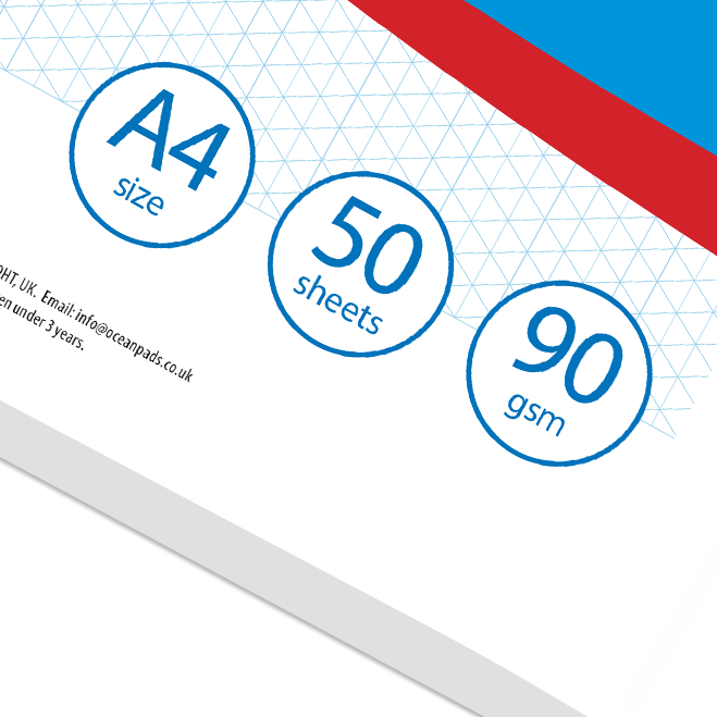 A4 Graph Pad 5mm Isometric Grid – 50 Sheets 90gsm Graph Paper for Technical Drawing, Engineering, Design & Drafting – Ocean Pads (70383)
