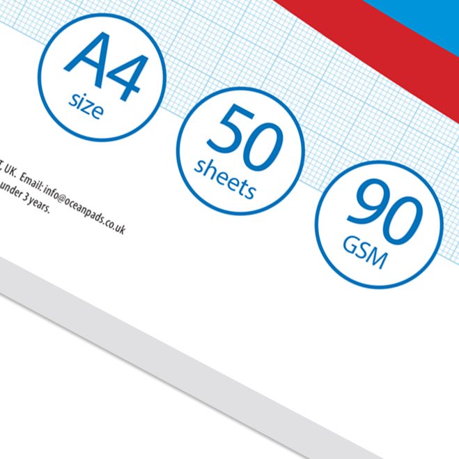 A4 Graph Pad 1-5-10mm Grid – 50 Sheets 90gsm Graph Paper for Technical Drawing, Plotting Graphs, Engineering & Drafting – Ocean Pads (70406)
