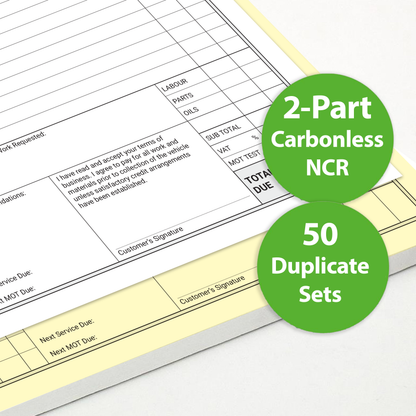 Garage Service & Repair Invoice Book – A4 2-Part NCR, 50 Duplicate Sets — Ocean Pads (70482)