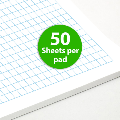 A4 Graph Pad 5mm Square Grid – 50 Sheets 90gsm Graph Paper for Technical Drawing, Plotting Graphs, Engineering & Drafting – Ocean Pads (70505)