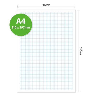A4 Graph Pad 5mm Square Grid – 50 Sheets 90gsm Graph Paper for Technical Drawing, Plotting Graphs, Engineering & Drafting – Ocean Pads (70505)