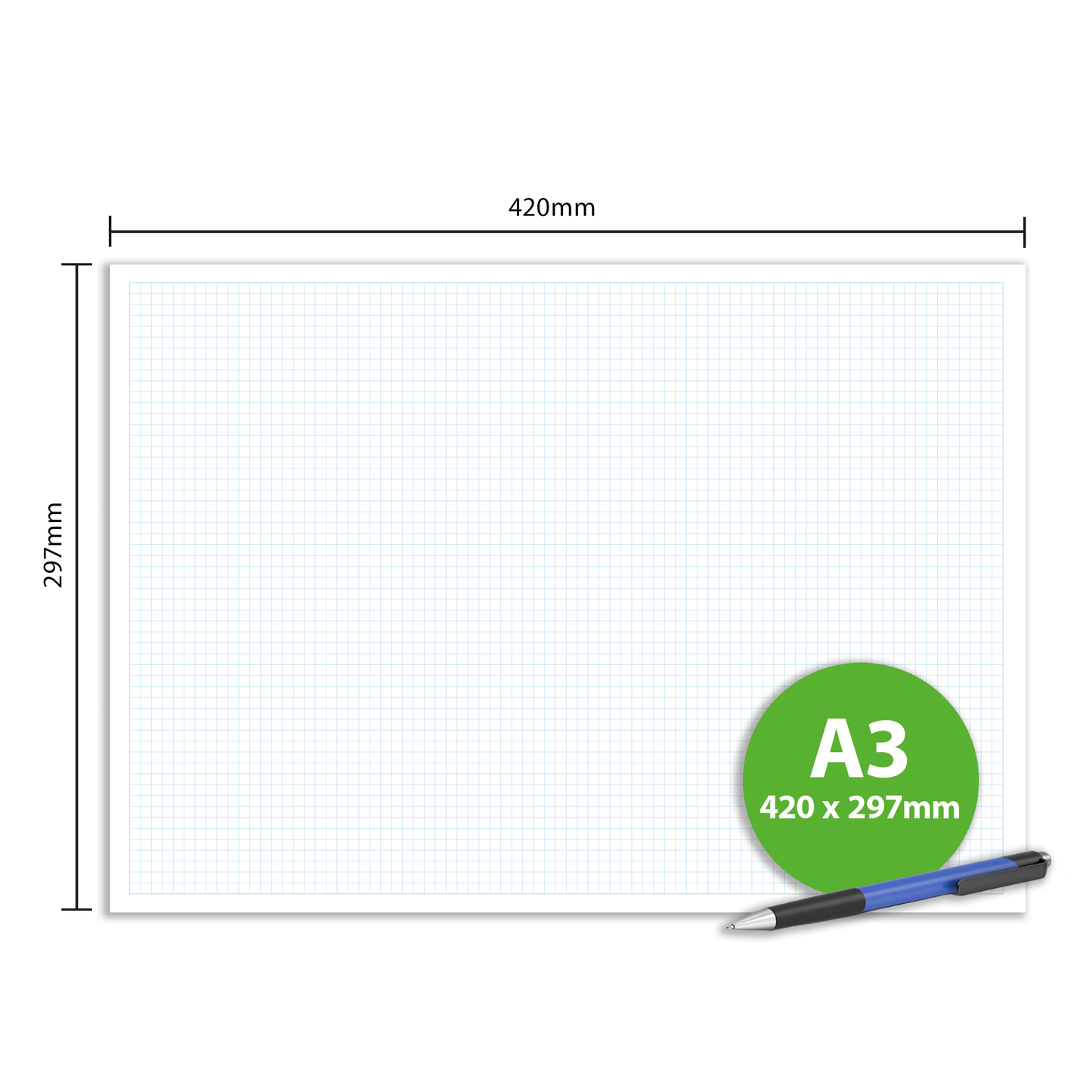 A3 Graph Pad 5mm Square Grid – 50 Sheets 90gsm Graph Paper for Technical Drawing, Plotting Graphs, Engineering & Drafting – Ocean Pads (70512)