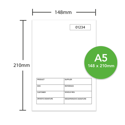 A5 Weighbridge Tickets 
