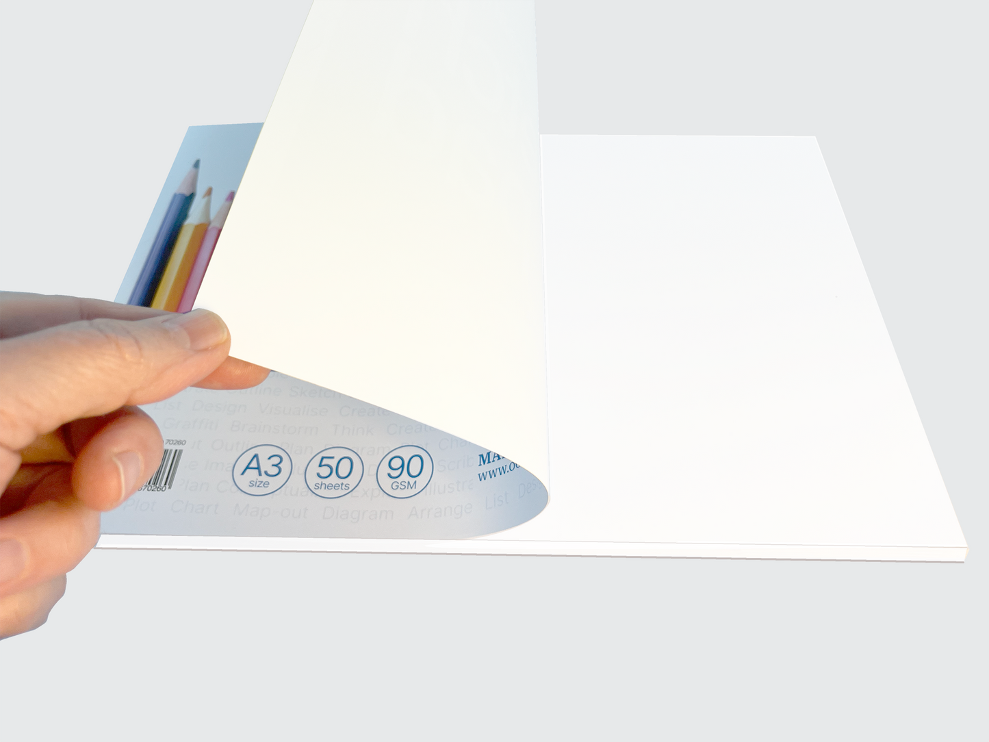 A3 Sketchpad – 50 Sheets of Smooth 90gsm Paper (420 x 297mm). Perfect for Sketches, Colouring, Notes, and Projects. Ideal for Kids, Students, Professionals, and hobbyists.
