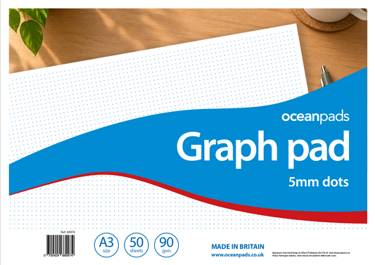 A3 Graph Pad, 5mm Dot Grid – 50 Sheets, 90gsm Graph Paper