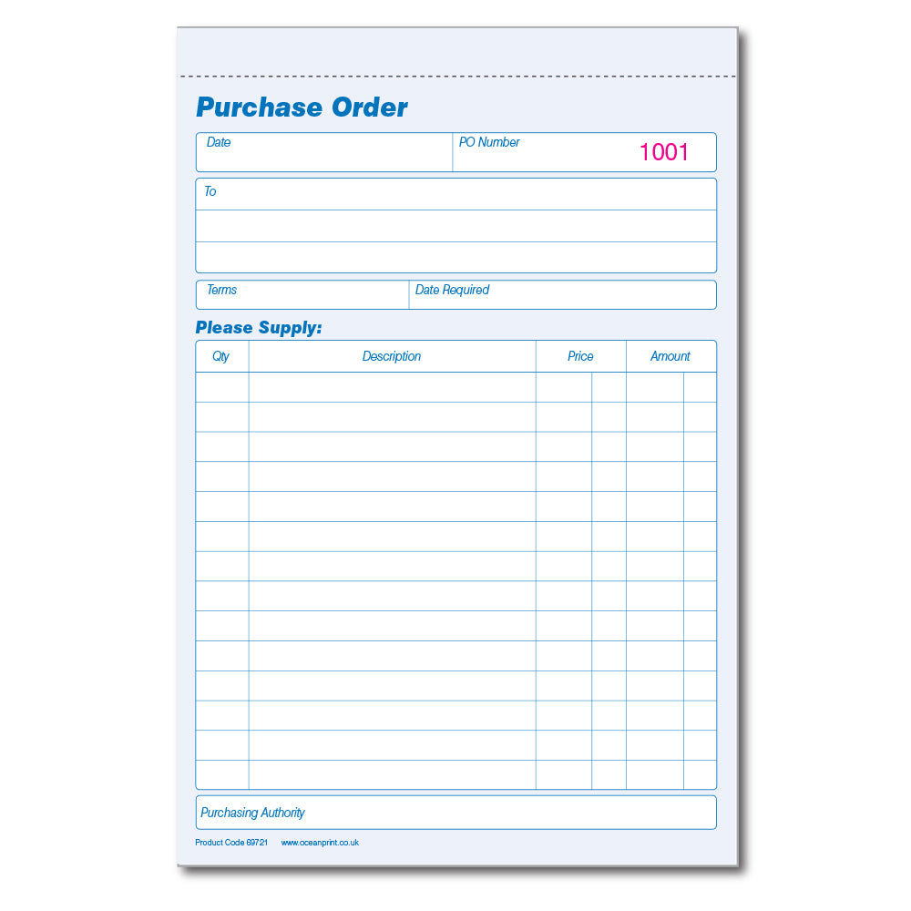Purchase Order Book, A5, Duplicate (69721) – Ocean Pads