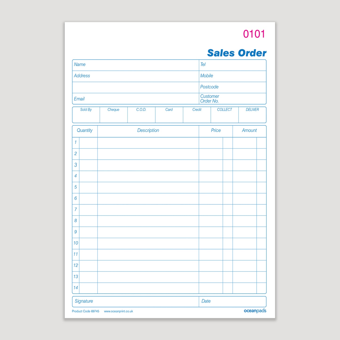 Sales Order Book, A5, 2-Part Duplicate, 50 Sets (69745)