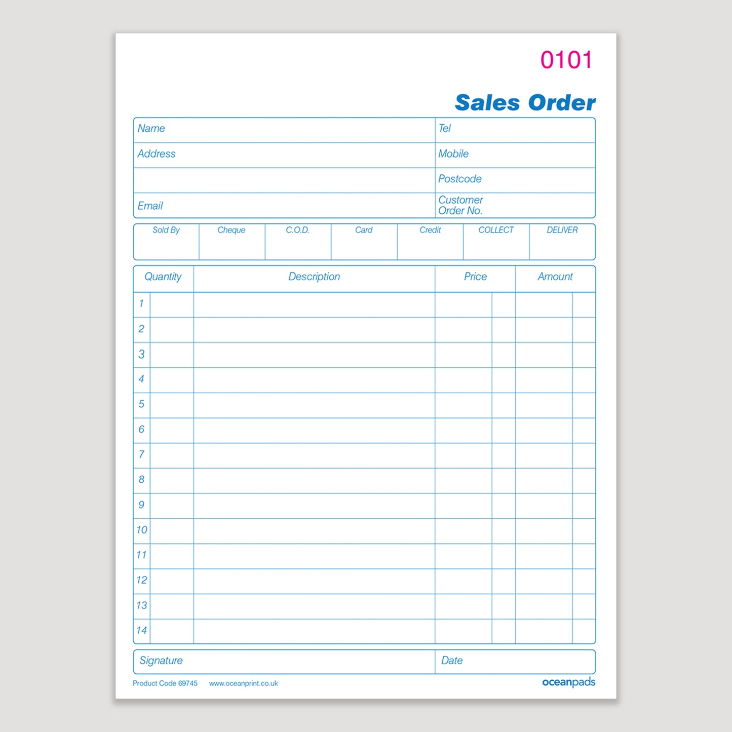 Sales Order Book, A5, 2-Part Duplicate, 50 Sets (69745)