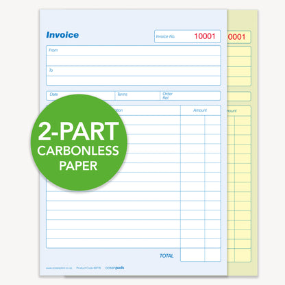 Invoice Book A5 Duplicate Without VAT for Small Business Self Employed (69776)
