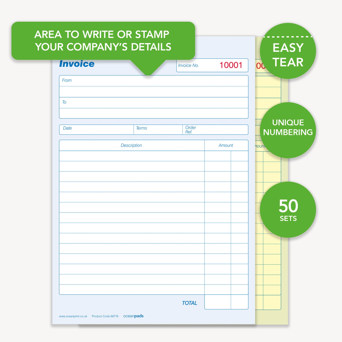 Invoice Book A5 Duplicate Without VAT for Small Business Self Employed (69776)