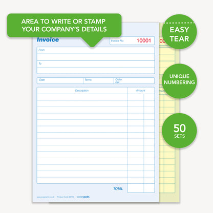 Invoice Book A5 Duplicate Without VAT for Small Business Self Employed (69776)